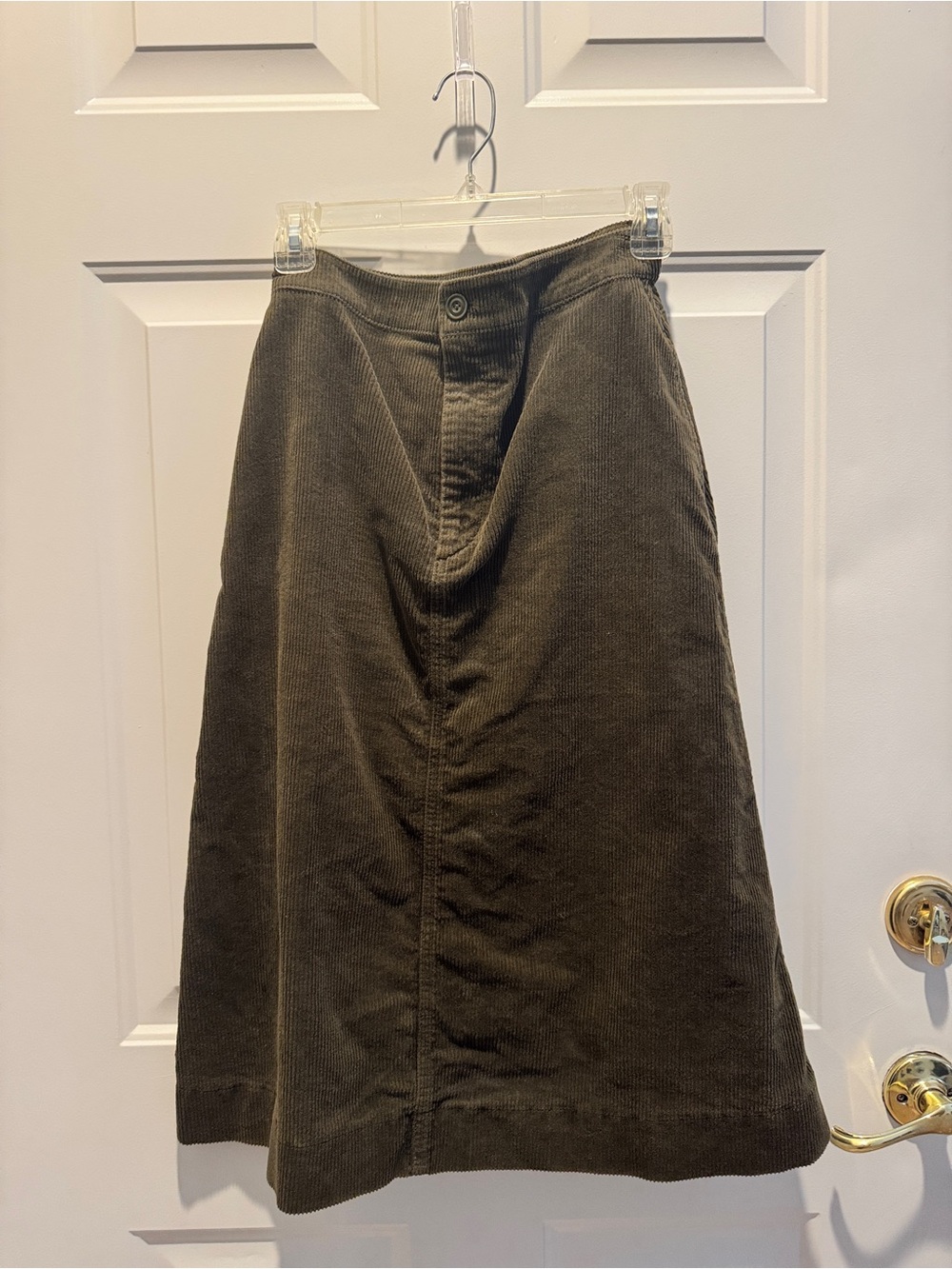 Uniqlo Olive Corduroy A-Line Midi Skirt
